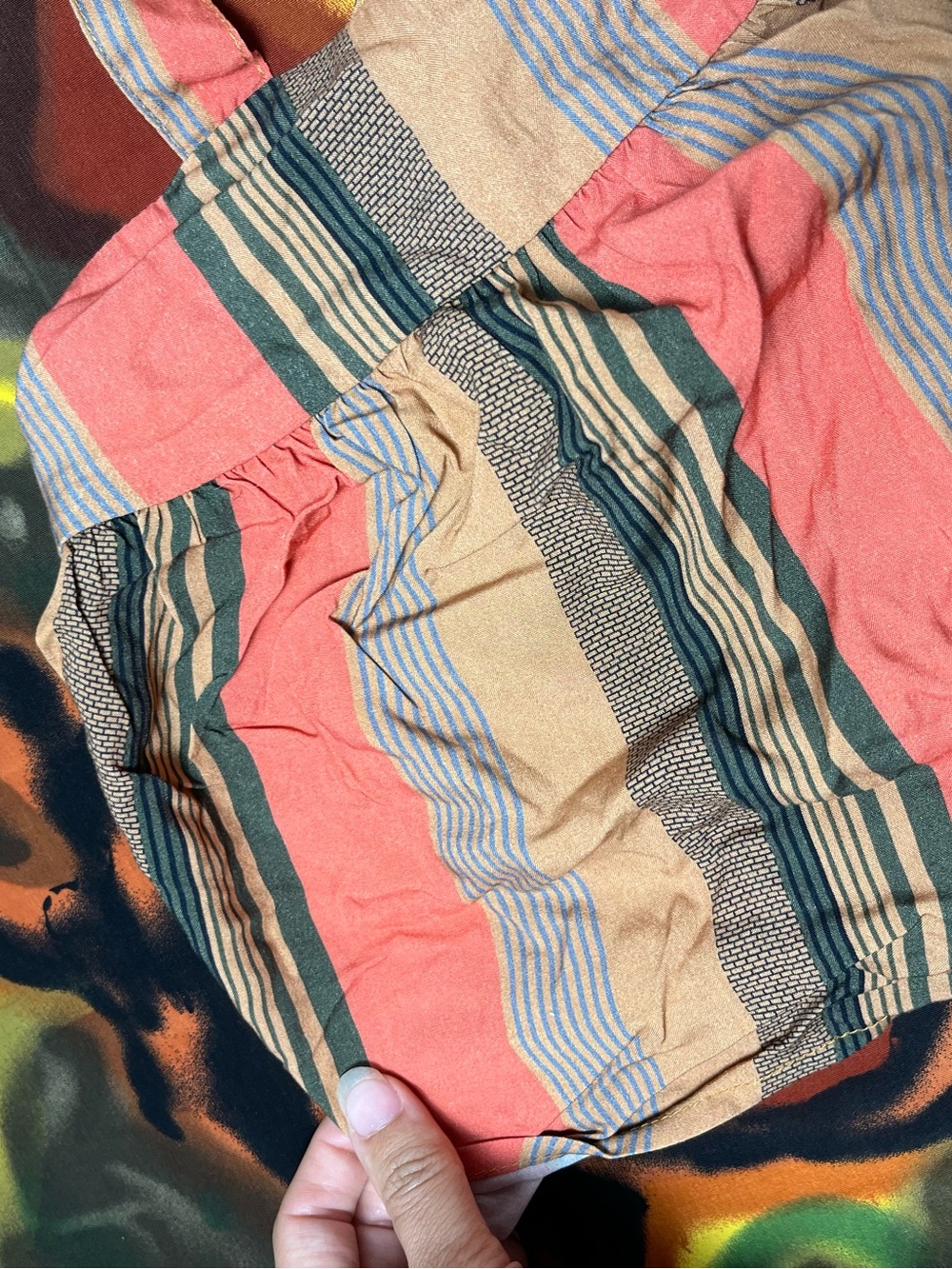 Patchwork Natural Life Orange/Brown Tank Top Size XS - Picture 4 of 9